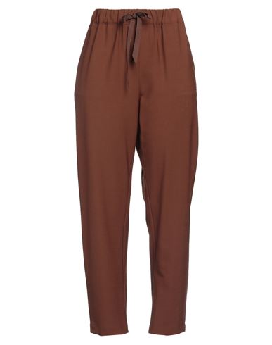 Shop Semicouture Woman Pants Brown Size 10 Polyester, Virgin Wool, Elastane