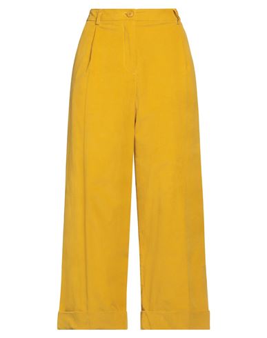 Momoní Woman Pants Yellow Size 8 Cotton, Elastane In Yellow