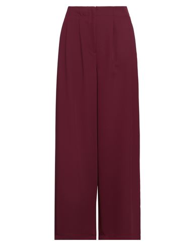 Shop Souvenir Woman Pants Burgundy Size M Polyester In Red