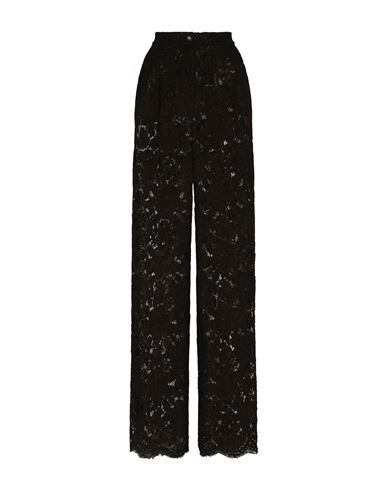 Shop Dolce & Gabbana Flared Branded Stretch Lace Pants Woman Pants Black Size 8 Viscose