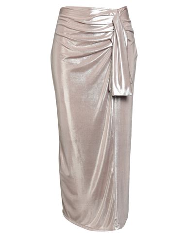 Haveone Woman Midi Skirt Platinum Size S Polyester, Elastic Fibres In Gray