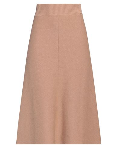 Agnona Woman Midi Skirt Camel Size M Cashmere, Metal In Brown