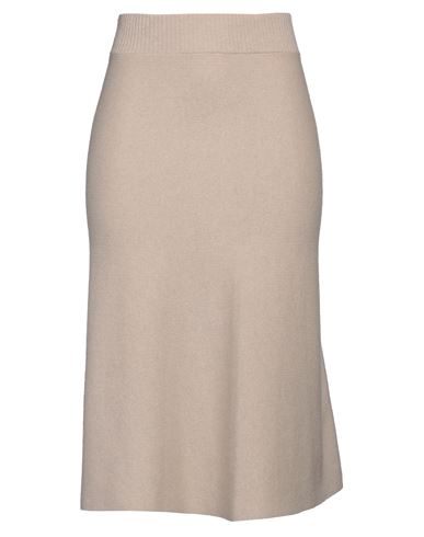 Agnona Woman Midi Skirt Beige Size Xl Cashmere, Metal