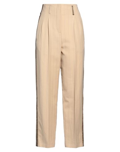 Alysi Woman Pants Sand Size 8 Cotton, Virgin Wool, Viscose, Acetate, Polyester In Neutral