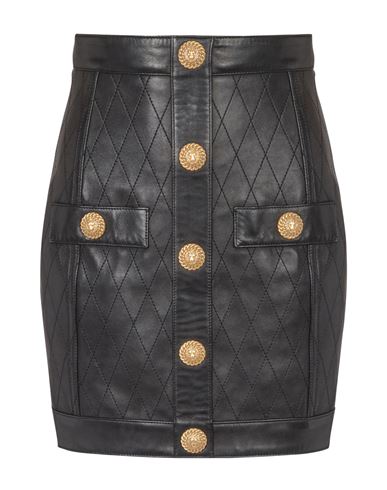 Balmain Button-detail Leather Miniskirt In Black