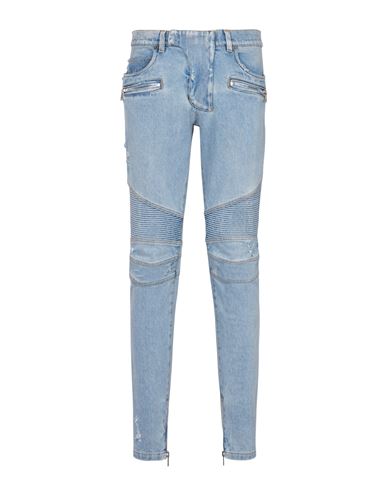 Balmain Biker Mid-rise Skinny Jeans In Blue