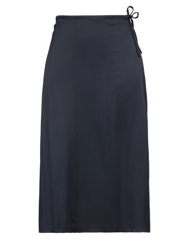 Pomandère Woman Midi Skirt Navy Size 6 Viscose, Wool In Navy Blue