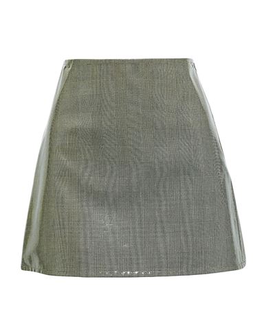 Helmut Lang Woman Mini Skirt Black Size 4 Cotton, Polyurethane In Green