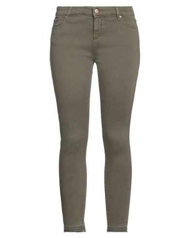 Gas Woman Pants Military Green Size 29 Cotton, Elastane In Green