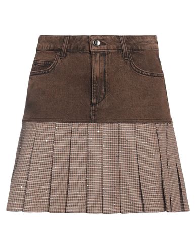 Liu •jo Woman Mini Skirt Brown Size 28 Cotton, Elastane