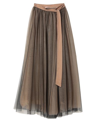 Twinset Woman Maxi Skirt Khaki Size 14 Polyester, Polyamide In Brown
