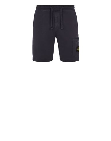 Stone Island Fleece Bermuda Shorts Blue Cotton In Bleu