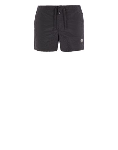 Stone Island Slim Fit Swim Trunks With Compass Patch In Noir