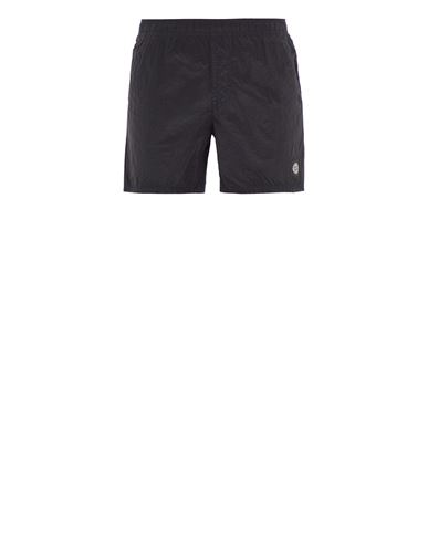 Stone Island Slim Fit Swim Trunks With Compass Patch In Black