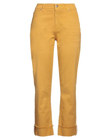 Panicale Woman Pants Ocher Size 8 Cotton, Elastane In Yellow