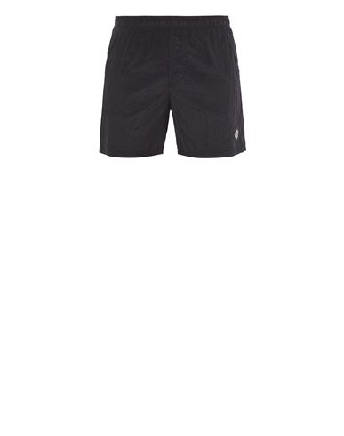 Stone Island Slim Fit Swim Trunks With Compass Patch In Noir