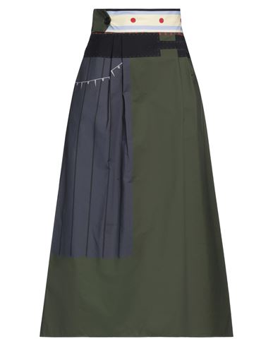 Maison Laponte Woman Maxi Skirt Military Green Size 10 Cotton