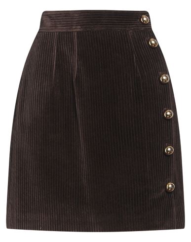 Dolce & Gabbana Woman Mini Skirt Dark Brown Size 10 Cotton, Elastane In Brown