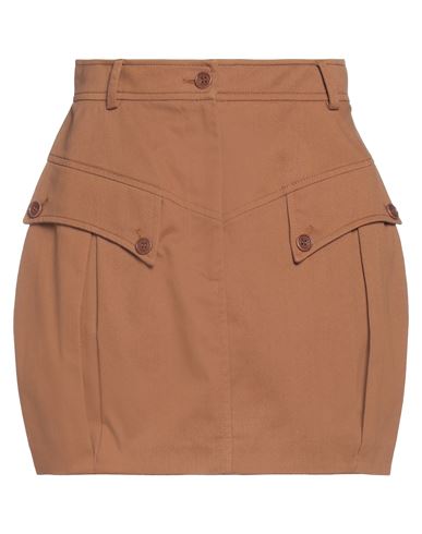 Alberta Ferretti Woman Mini Skirt Camel Size 6 Cotton, Elastane In Beige