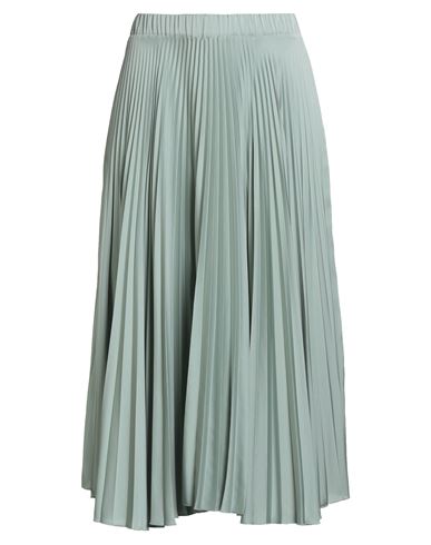 D Exterior Pleated Satin Midi Skirt In Green
