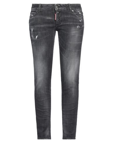 Dsquared2 Woman Jeans Black Size 8 Cotton, Elastomultiester, Elastane, Calfskin In Black