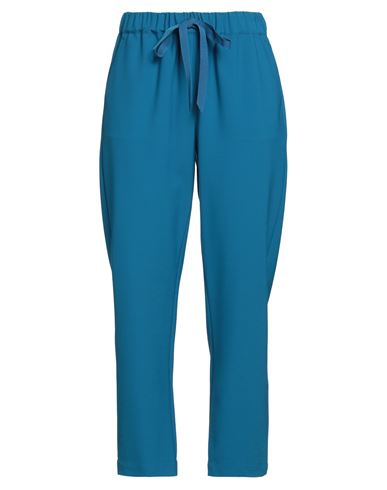 SEMICOUTURE SEMICOUTURE WOMAN PANTS AZURE SIZE 6 POLYESTER, VIRGIN WOOL, ELASTANE 