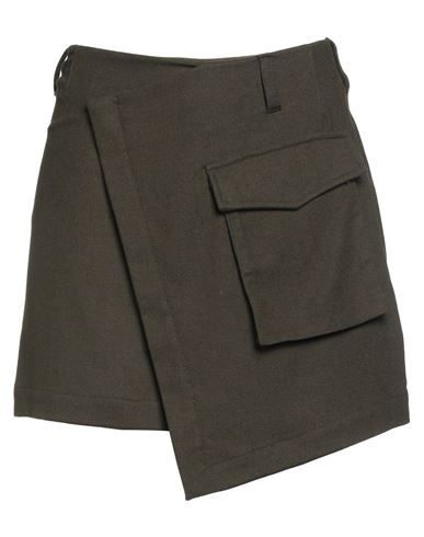 Cesar Casier Woman Mini Skirt Military Green Size M Polyester, Rayon, Wool In Green
