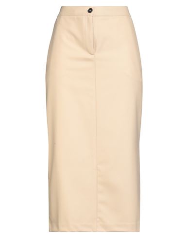 Massimo Alba Woman Midi Skirt Beige Size 8 Virgin Wool In Multi