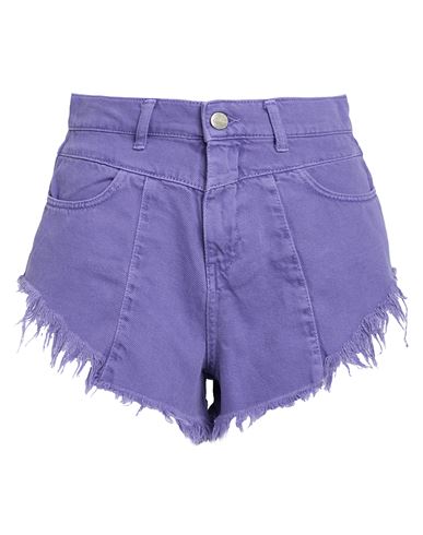 Hinnominate Woman Denim Shorts Purple Size M Cotton In Purple