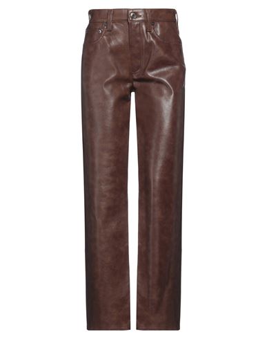 Agolde Woman Pants Chocolate Brown Size 25 Recycled Leather, Polyurethane, Polyester