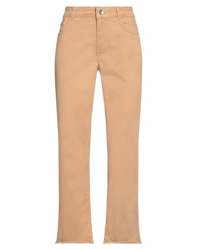 Emme By Marella Woman Pants Camel Size 14 Cotton, Elastane In Beige