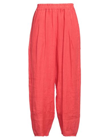 Alessia Santi Woman Pants Tomato Red Size 6 Linen
