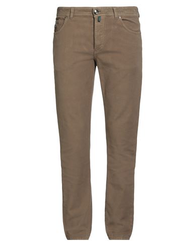 Luigi Borrelli Napoli Man Pants Military Green Size 40 Cotton, Elastane In Brown