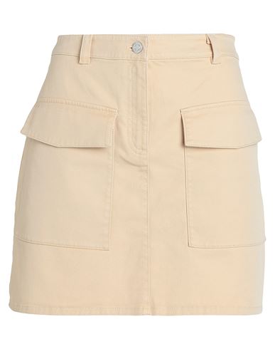 Hugo Boss Hugo Woman Mini Skirt Sand Size 6 Cotton, Elastane, Leather In Beige