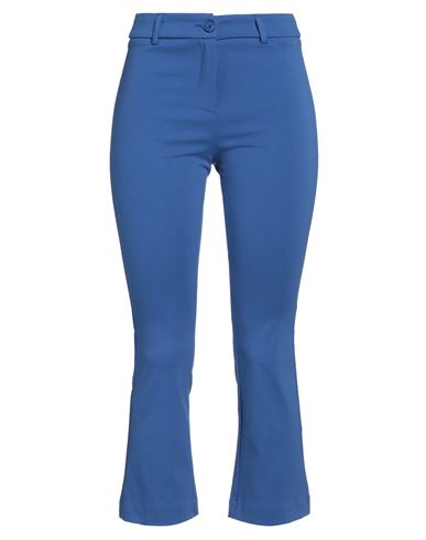 White Wise Woman Pants Bright Blue Size 8 Cotton, Nylon, Elastane In Blue