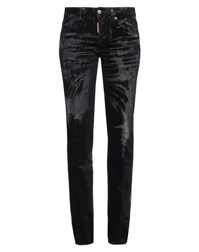 Shop Dsquared2 Woman Jeans Black Size 10 Cotton, Elastane, Cow Leather