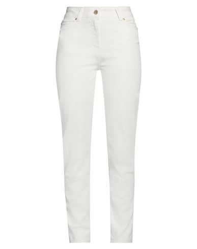 Clips More Woman Pants White Size 8 Cotton, Elastane In White