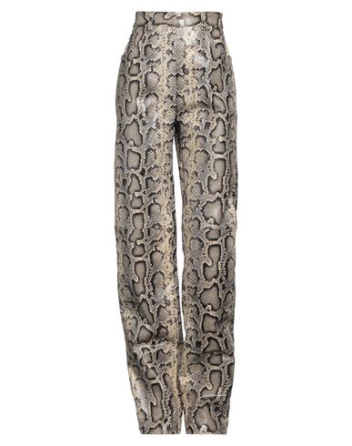 Sportmax Abete Python Print Leather Pants In Beige