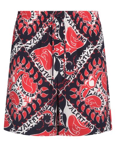 Valentino Garavani Man Shorts & Bermuda Shorts Midnight Blue Size 36 Silk In Blue