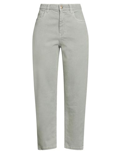 Brunello Cucinelli Woman Pants Sage Green Size 8 Cotton, Elastane, Leather, Brass