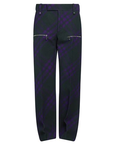 Burberry Check-pattern Wool Trousers In Blue