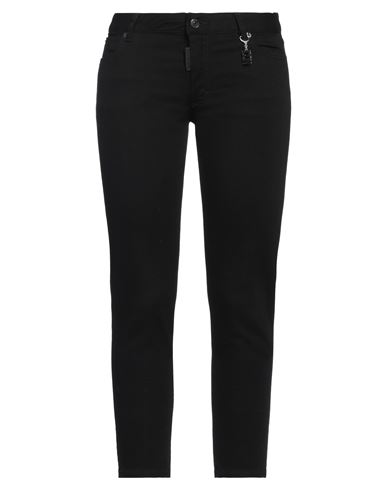 Dsquared2 Woman Jeans Black Size 6 Cotton, Elastomultiester, Elastane, Calfskin In Black