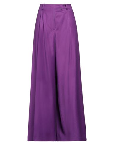 Rochas Woman Pants Purple Size 4 Virgin Wool, Polyamide, Elastane In Purple