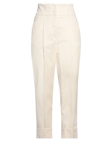 Peserico Woman Pants Ivory Size 14 Cotton, Elastane In White