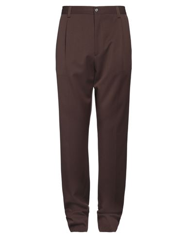 Burberry Man Pants Chocolate Brown Size 40 Wool, Elastane In Brown