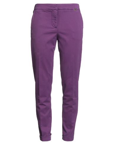 Teleria Zed Woman Pants Purple Size 29 Cotton, Modal, Elastane