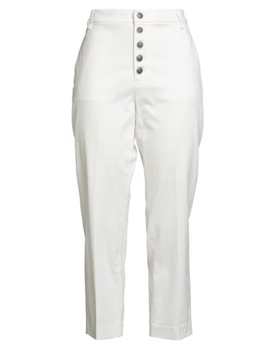 Dondup Woman Pants White Size 30 Cotton, Elastane In Multi