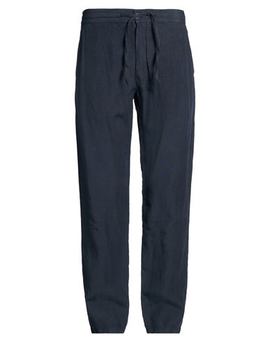 120% Lino Man Pants Navy Size 40 Linen In Blue