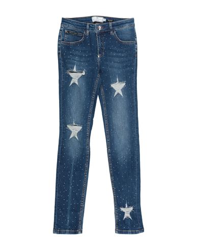Philipp Plein Toddler Girl Jeans Blue Size 4 Cotton, Elastomultiester, Elastane In Blue