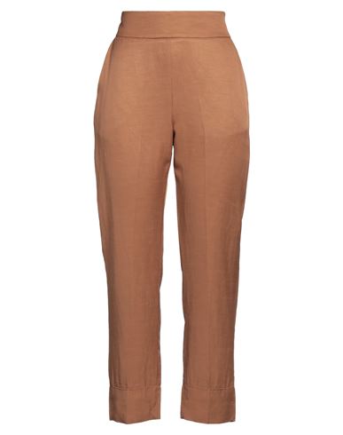 Alessia Santi Woman Pants Tan Size 6 Viscose, Linen In Brown